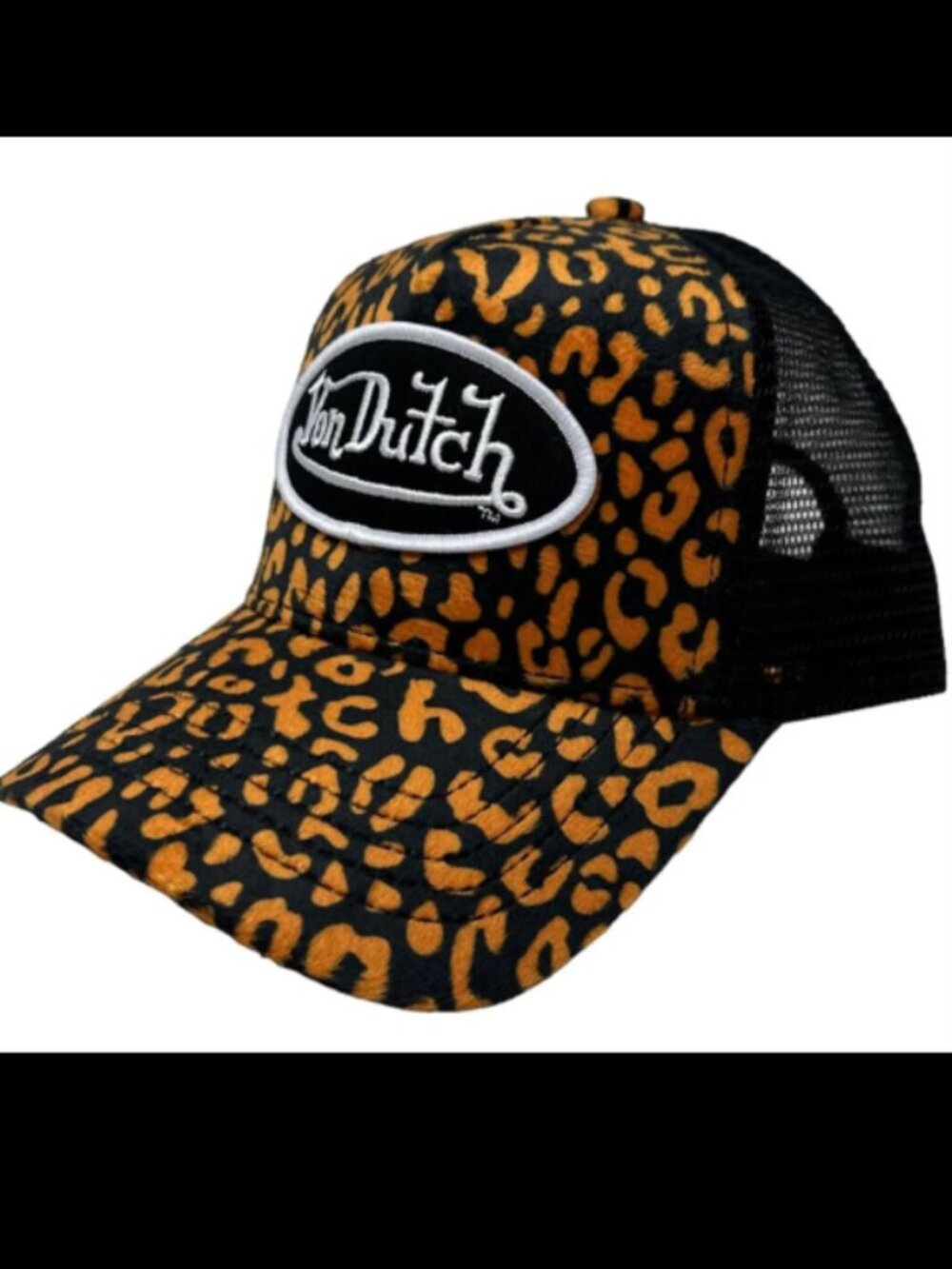 Von Dutch - Orange Cheetah Crushed Velvet/Black Mesh Trucker Cap - NWT